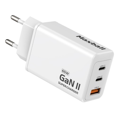 MAXBALL Charger T826 GaN II 3-Ports USB 65W White